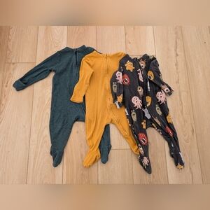 Infant One-Piece Footed Pajama, Mustard, Teal, Patterned Monster, 6-9 M Old Navy